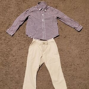 Vineyard Vines Performance Checkered Shirt and Beige Pants Set
